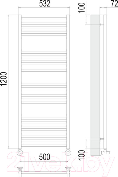 Изображение товара Полотенцесушитель водяной Terminus Аврора П22 500x1200