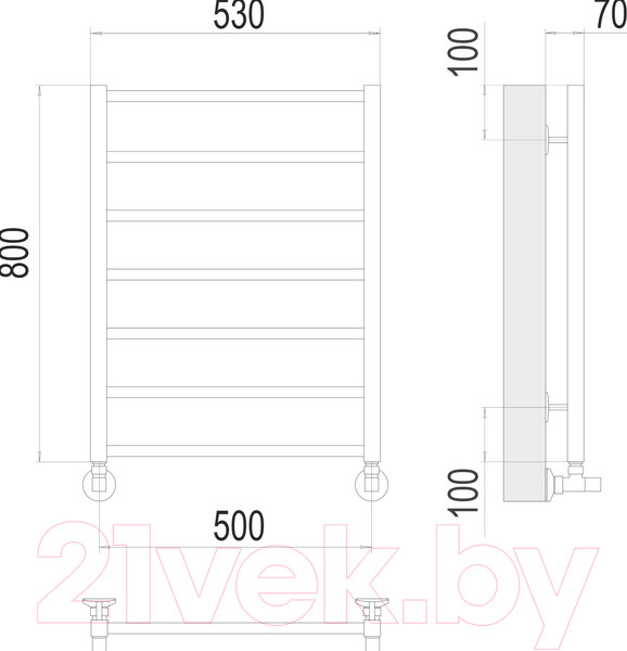 Изображение товара Полотенцесушитель водяной Terminus Контур П7 500x800