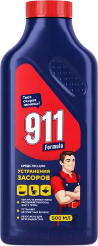 Изображение товара Средство для устранения засоров 911 Formula Для всех видов труб (500мл)
