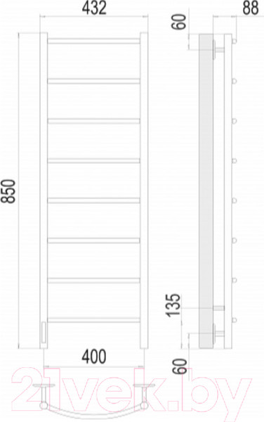 Изображение товара Полотенцесушитель электрический Terminus Классик П8 400x850 L