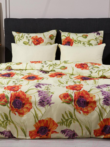 Изображение товара Комплект постельного белья Ночь нежна Royal Маки 1.5сп 50x70 / 70116-1+634 (лимонный)