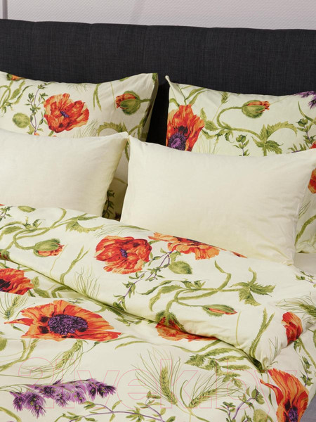 Изображение товара Комплект постельного белья Ночь нежна Royal Маки 1.5сп 50x70 / 70116-1+634 (лимонный)