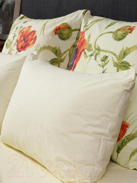 Изображение товара Комплект постельного белья Ночь нежна Royal Маки 1.5сп 50x70 / 70116-1+634 (лимонный)