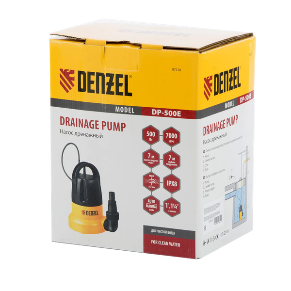 Изображение товара Дренажный насос Denzel DP500E / 97218