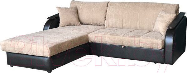 Изображение товара Диван угловой Асмана Магнат 1.4 (бел глессе/подлокотник кожзам коричневый)