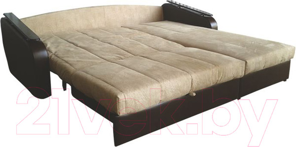 Изображение товара Диван угловой Асмана Магнат 1.4 (бел глессе/подлокотник кожзам коричневый)