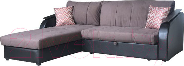 Изображение товара Диван угловой Асмана Магнат 1.4 (ридли 07/банни 13/кожзам коричневый)