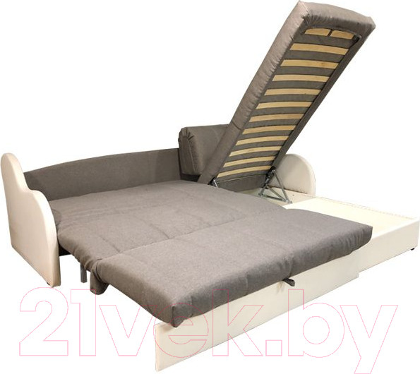 Изображение товара Диван угловой Асмана Магнат-1 0.8 (кватро 2/подлокотник кожзам белый)