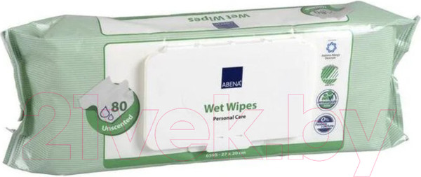 Изображение товара Влажные салфетки Abena Очищающие без отдушек (80шт)