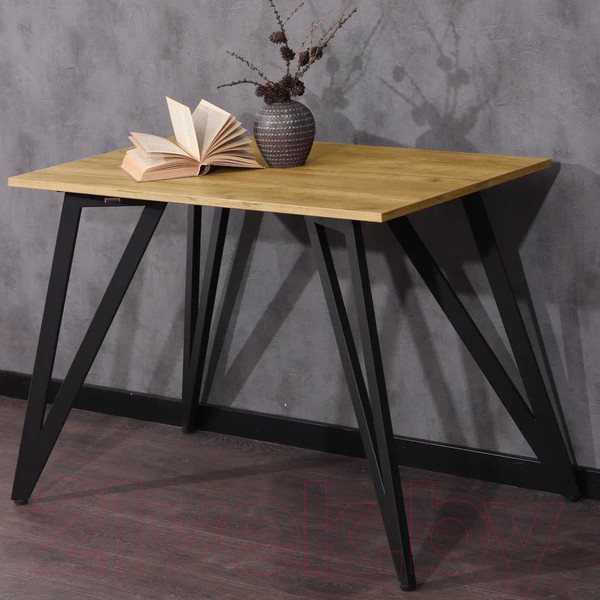 Изображение товара Обеденный стол Millwood Женева 2 Л18 130x80 (дуб золотой Craft/металл черный)