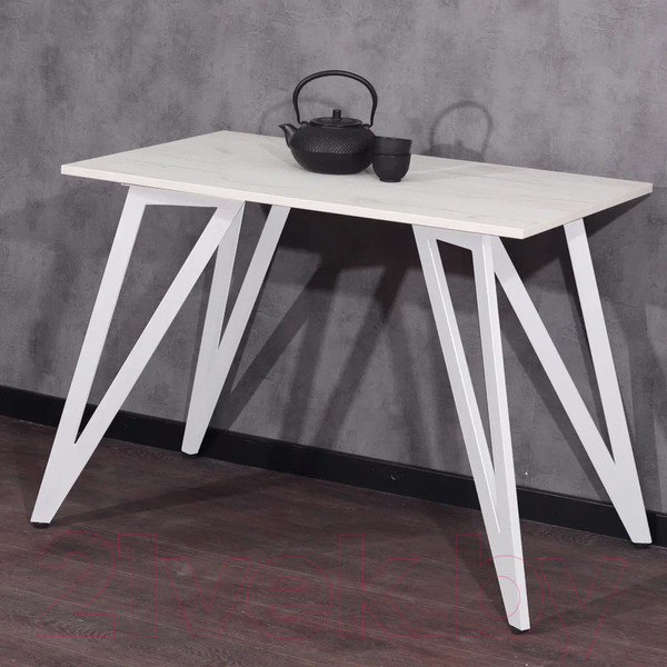 Изображение товара Обеденный стол Millwood Женева 2 Л18 130x80 (дуб белый Craft/металл белый)