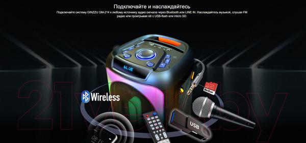 Изображение товара Портативная колонка Ginzzu GM-214