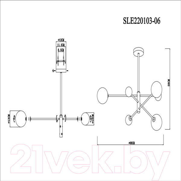 Изображение товара Люстра Evoluce SLE220103-06 (черны/бронза/белый)