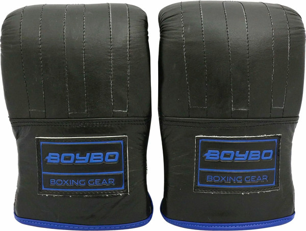 Изображение товара Боксерские перчатки BoyBo Rage кожа (L, черный/синий)