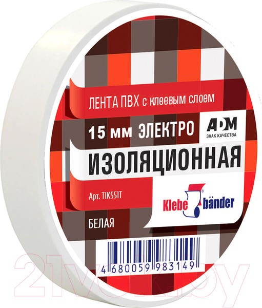 Изображение товара Изолента Klebebander ПВХ 15ммx10м / TIK551T (белый)