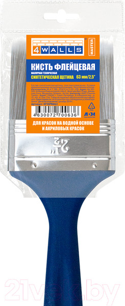 Изображение товара Кисть малярная 4Walls Master Флейцевая синтетическая щетина / KFSSPRM63 (63мм)