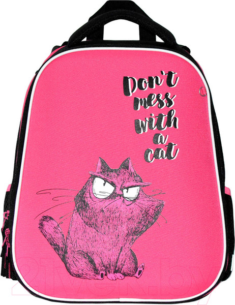 Изображение товара Школьный рюкзак Феникс+ Крэйзи кот / 59299 (малиновый)