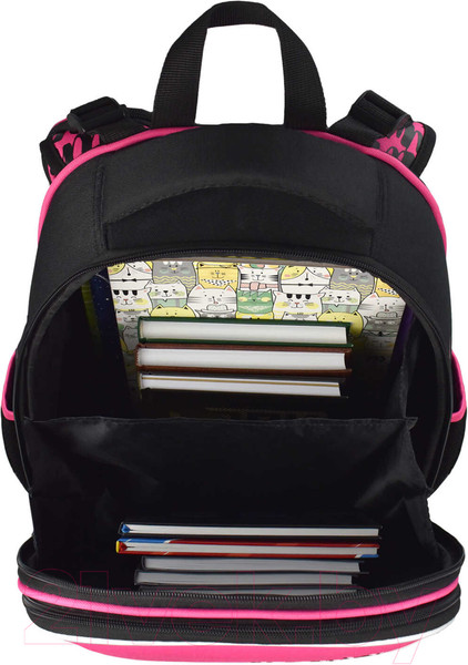Изображение товара Школьный рюкзак Феникс+ Крэйзи кот / 59299 (малиновый)