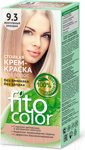 Изображение товара Крем-краска для волос Fito Косметик Fitocolor Стойкая тон 9.3 (115мл, жемчужный блондин )