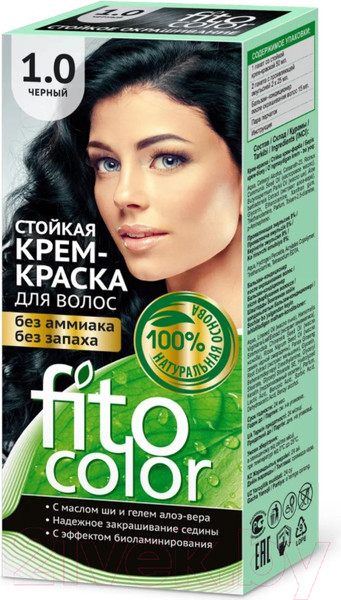 Изображение товара Крем-краска для волос Fito Косметик Fitocolor Стойкая тон 1.0 (115мл, черный)