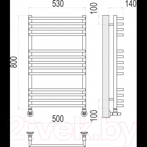 Изображение товара Полотенцесушитель водяной Terminus Берн П13 500x800