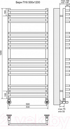 Изображение товара Полотенцесушитель водяной Terminus Берн П18 500x1200