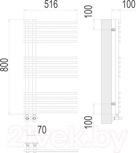 Изображение товара Полотенцесушитель водяной Terminus Астра П15 70x800