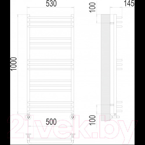 Изображение товара Полотенцесушитель водяной Terminus Соренто П15 500x1000