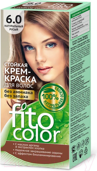 Изображение товара Крем-краска для волос Fito Косметик Fitocolor Стойкая тон 6.0 (115мл, натуральный русый)