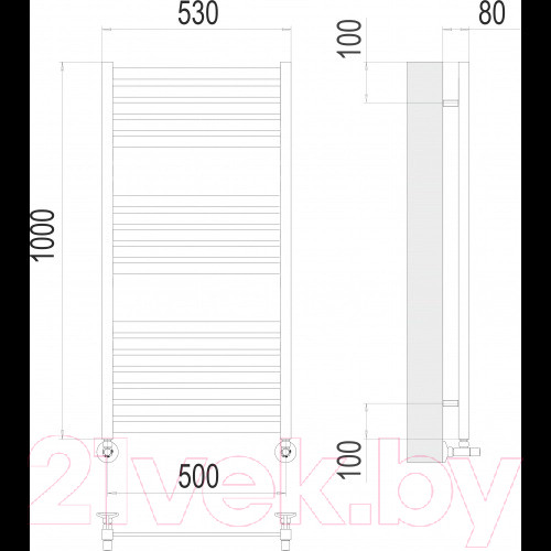 Изображение товара Полотенцесушитель водяной Terminus Тоскана П17 500x1000