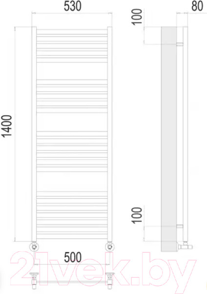 Изображение товара Полотенцесушитель водяной Terminus Тоскана П23 500x1400