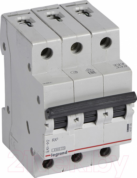 Изображение товара Выключатель автоматический Legrand RX3 3P C 40A 4.5кА 3M / 419712