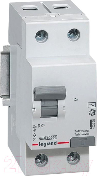 Изображение товара Дифференциальный автомат Legrand RX3 1P+N C 25А 30мА 6кА 2М AC / 419401