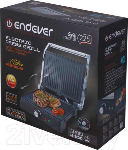 Изображение товара Электрогриль Endever Grillmaster 225 (серебристый/черный)