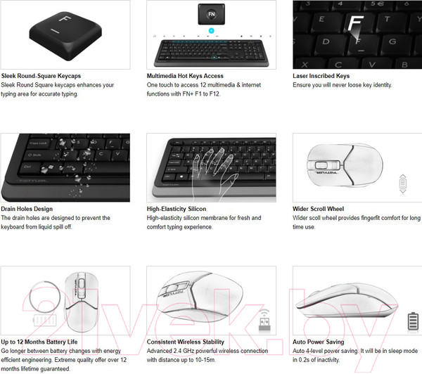 Изображение товара Комплект клавиатура и мышь A4Tech Fstyler FG1012 (черный)