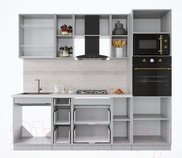 Изображение товара Кухонный гарнитур Интерлиния Мила Крафт 2.4 (дуб полярный)