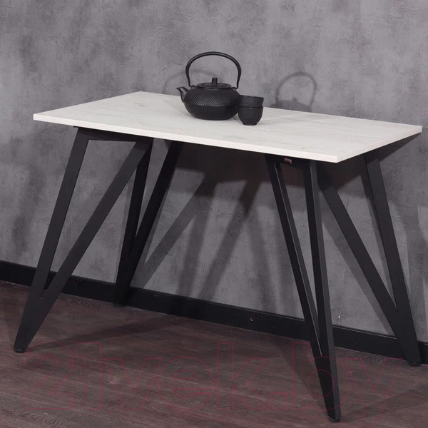 Изображение товара Обеденный стол Millwood Женева 2 Л18 160x80 (дуб белый Craft/металл черный)