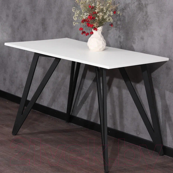 Изображение товара Обеденный стол Millwood Женева 2 Л18 160x80 (белый/металл черный)