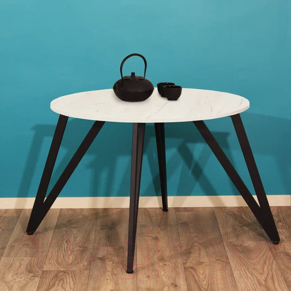 Изображение товара Обеденный стол Millwood Женева 2 Л18 D90 (дуб белый Craft/металл черный)