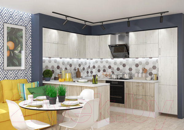 Изображение товара Шкаф-стол кухонный Горизонт Мебель Европа 80 2 ящика (белый крафт)