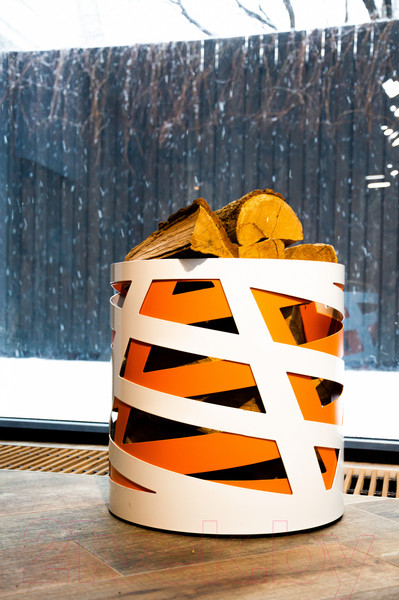 Изображение товара Дровница для камина Fire&Wood Saturn 400x400x410(H) (белый/оранжевый)