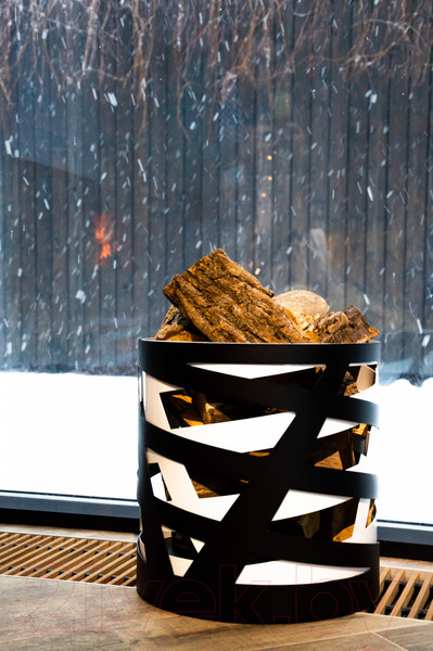 Изображение товара Дровница для камина Fire&Wood Saturn 400x400x410(H) (черный/белый)