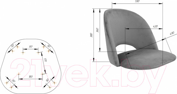Изображение товара Стул Sheffilton SHT-ST34-1/S70 (латте/темный орех/черный)