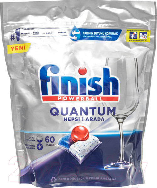 Изображение товара Таблетки для посудомоечных машин Finish Quantum Powerball (60шт)