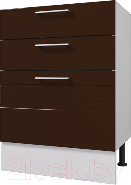 Изображение товара Шкаф-стол кухонный Горизонт Мебель Люкс 60 3 ящика (шоколад гл)