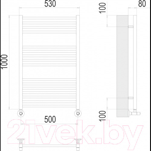 Изображение товара Полотенцесушитель водяной Terminus Ватикан П16 500x1000