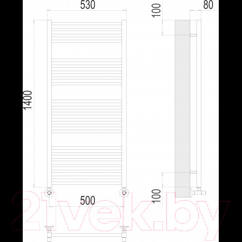 Изображение товара Полотенцесушитель водяной Terminus Ватикан П22 500x1400