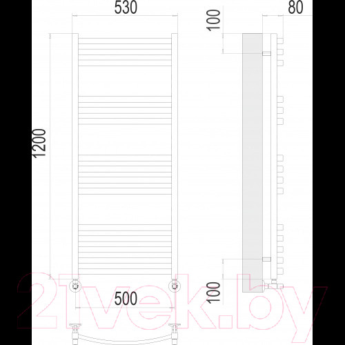 Изображение товара Полотенцесушитель водяной Terminus Палермо П15 500x1200