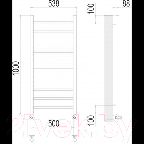 Изображение товара Полотенцесушитель водяной Terminus Альба П16 500x1000