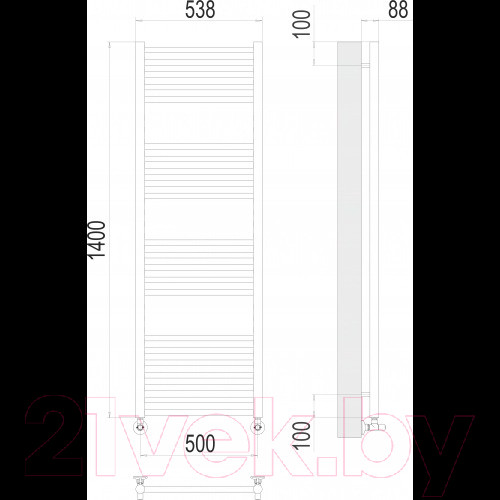 Изображение товара Полотенцесушитель водяной Terminus Альба П22 500x1400